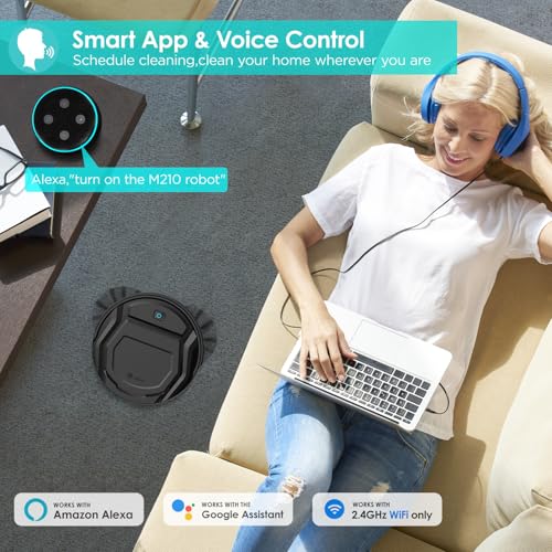 Lefant M210 Robot Vacuum Cleaner, 120-Min Runtime, Compact Design, Powerful Suction, Low Noise, Wi-Fi/App/Voice Control, Self-Charging, Scheduled Cleaning, Ideal for Pet Hair and Hard Floors, Black - Image 5