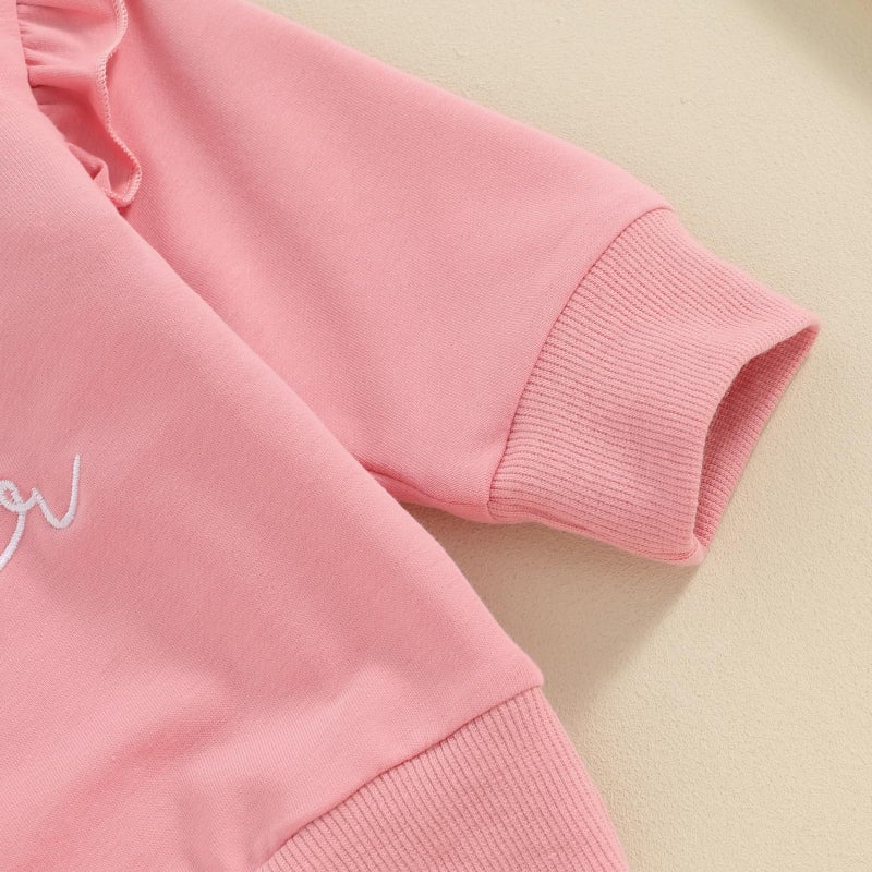 Bonangber Big Sister Little Sister Matching Outfits Toddler Girl Crewneck Sweatshirt Big Sister Shirt Pants Toddler Fall Winter Clothes (A-Pink Big Sister,2-3T) - Image 4