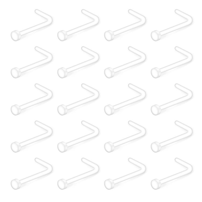 Ruifan 18G Clear Bioflex L Shaped Nose Ring Stud Retainer Body Jewelry Piercing Top Flat 2mm 20PCS - Image 1