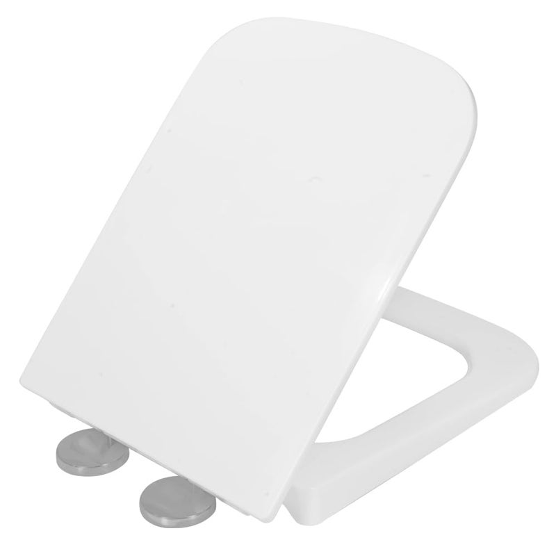 MASTER BATH MB743 QQ Toilet Seat Cover Soft Close Rectangle Shape for Western Toilet Hydraulic Toilet Seat 35cm x 44cm with Top Fixing Steel Hinges - Image 1