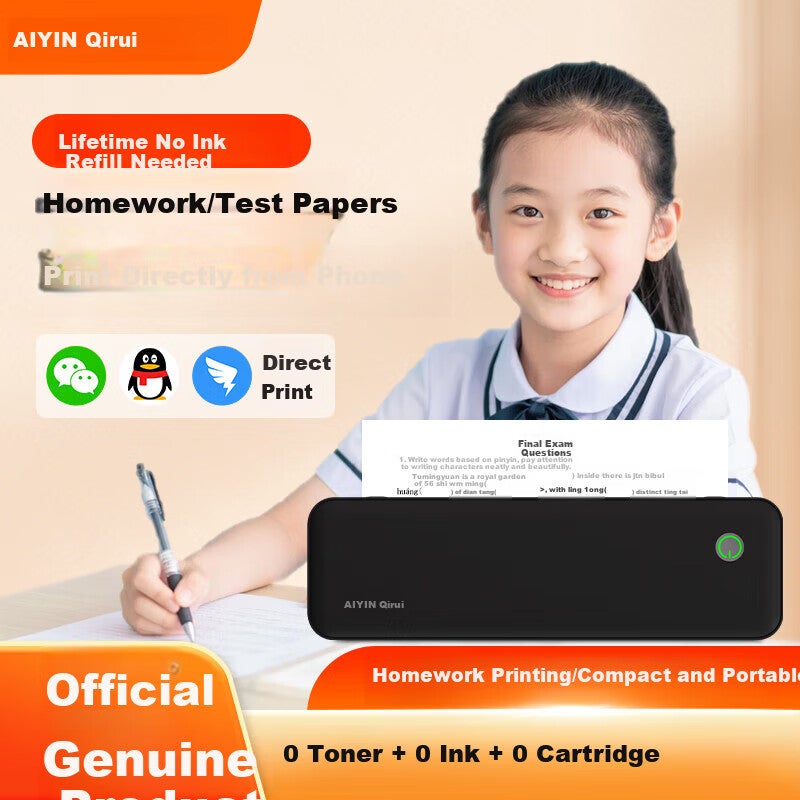 JD Jing Zao طابعة QIRUI A40a HD بدون حبر لتصحيح الأخطاء للمنزل والطلاب والواجبات المحمولة بلوتوث لاسلكية A4 طابعة حرارية محمولة مدمجة - Image 2