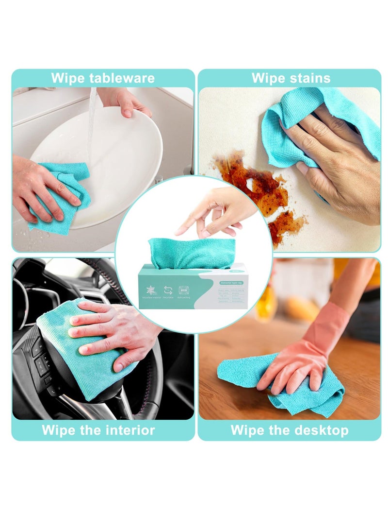 Beauenty Microfiber Cleaning Cloth Rags in Two Box (40 Count), 7.9 x 7.9 Reusable Wipes for Cleaning, Edgeless Terry Towels, Small Cleaning Cloths for Home, Kitchen and Car, Blue - Image 5