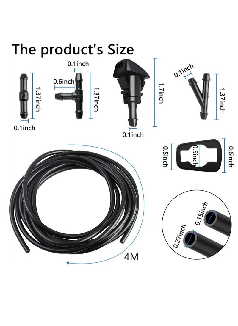 Generic - Windshield Washer Nozzles Replacement Kit for Chrysler Dodge Ram Windshield Washer Nozzle Hose Kit with 157-Inch Windshield Fluid Hose 2 Sprayer Nozzels with Gaskets 6 Hose Connector - Image 1