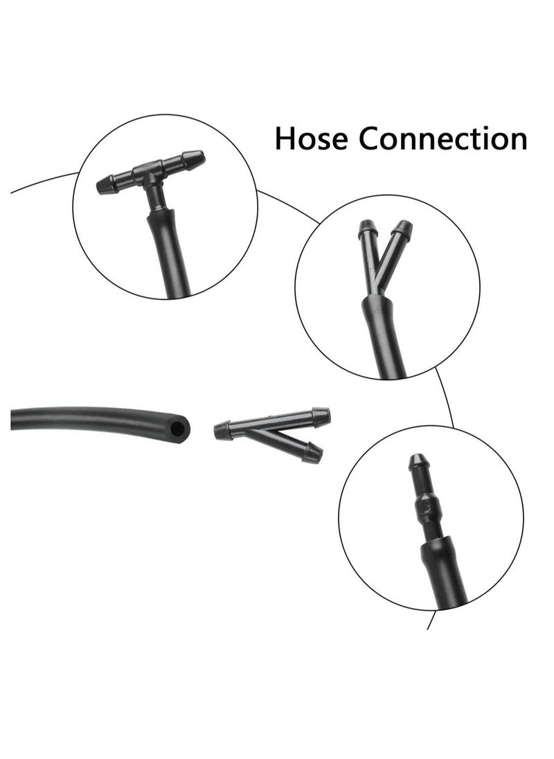Generic - Windshield Washer Nozzles Replacement Kit for Chrysler Dodge Ram Windshield Washer Nozzle Hose Kit with 157-Inch Windshield Fluid Hose 2 Sprayer Nozzels with Gaskets 6 Hose Connector - Image 1