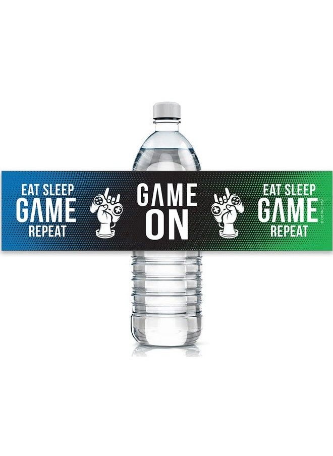 DISTINCTIVS Video Game Birthday Water Bottle Labels 24 Stickers  - Image 1