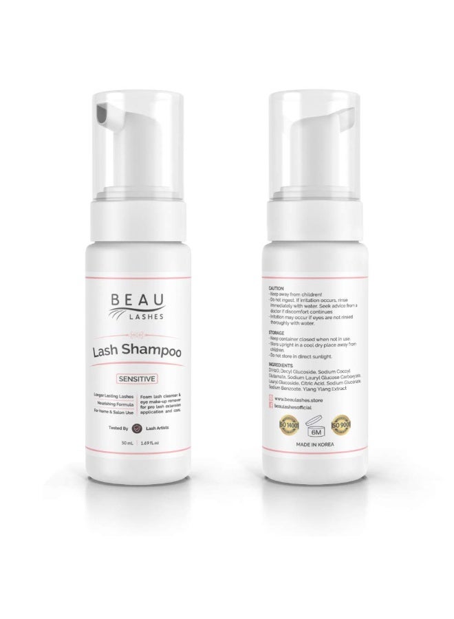 beau lashes Eyelash Extension Foam Cleanser Shampoo & Brush (50ml) - Oil Free Sensitive Paraben & Sulfate Free Eyelid/Lash Foaming Wash Cleaner To Remove Makeup & Mascara - Ideal For Salons And Home Care - Image 2