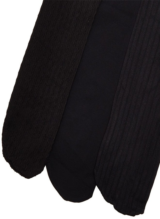 HUE جوارب نسائية من Hue، متنوعة الألوان (كابل/ضلع/غير شفافة)، تصل إلى الركبة، عبوة من 4 أزواج، لون أسود، مقاس واحد - Image 2