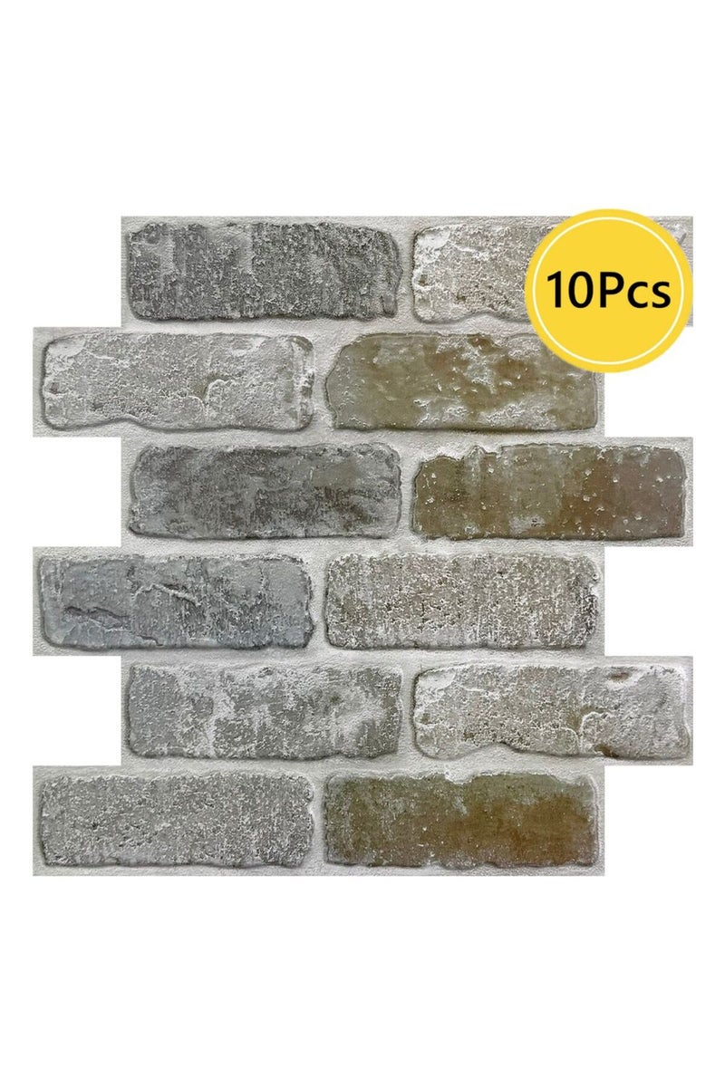 Rust Grey-10pcs 10 Pcs 3D Wall Panels Peel and Stick, 3D Brick Wall Stickers, Adhesive Tile Backspla