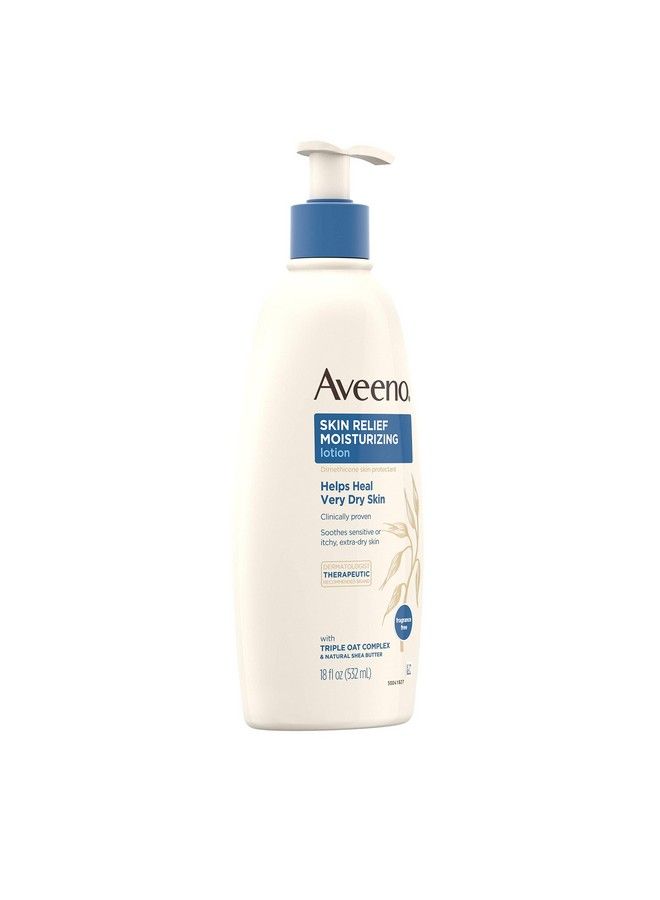 Aveeno Skin Relief 24Hour Moisturizing Lotion For Sensitive Skin With Natural Shea Butter & Triple Oat Complex Unscented Therapeutic Lotion For Extra Dry Itchy Skin 18 Fl. Oz (Pack Of 2) - Image 3