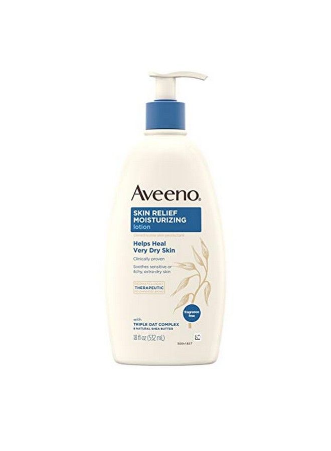 Aveeno Skin Relief 24Hour Moisturizing Lotion For Sensitive Skin With Natural Shea Butter & Triple Oat Complex Unscented Therapeutic Lotion For Extra Dry Itchy Skin 18 Fl. Oz (Pack Of 2) - Image 1