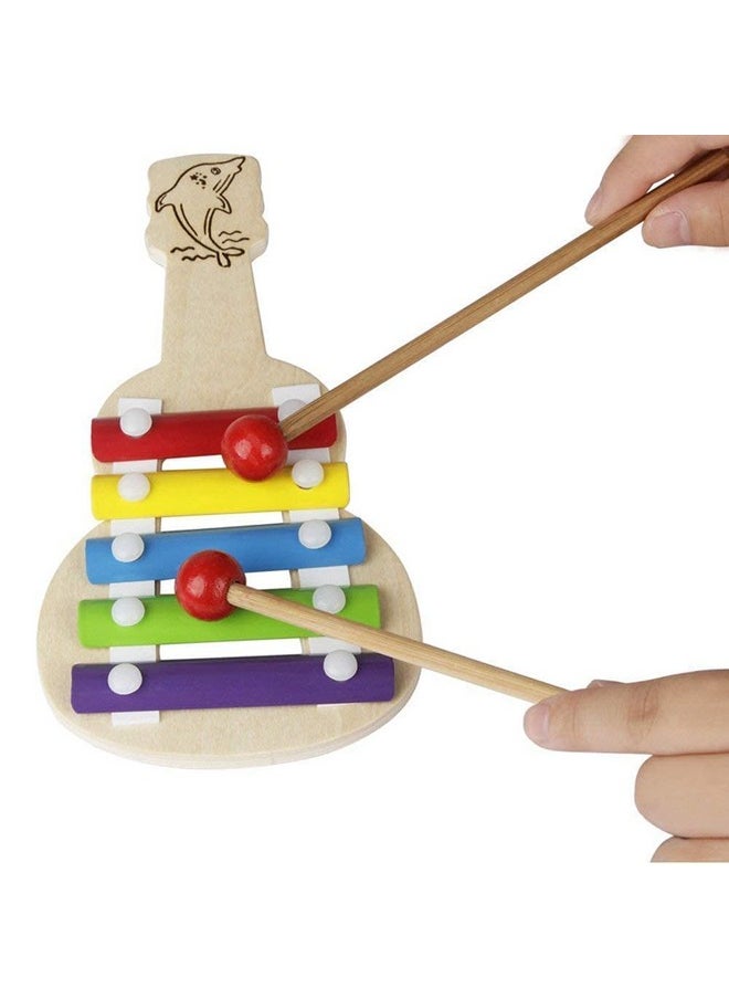 Smartcraft - Smartcraft Xylophone Guitar Wooden Toy (5 Nodes) Kids First Musical Sound Instrument Toy 3+ - Image 1