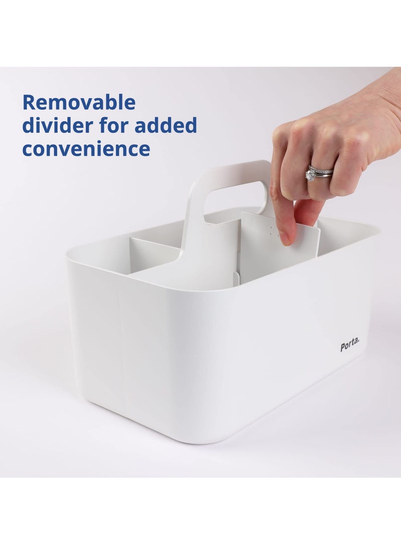 SYOSI سايلسي، منظم بلاستيكي بمقبض، سلة تخزين قابلة للتكديس للاستحمام، حقيبة متعددة الأغراض لحمل الصابون، شامبو، بلسم، أمشاط، فرش، للغرف المشتركة، الرفوف، الخزانة - Image 4