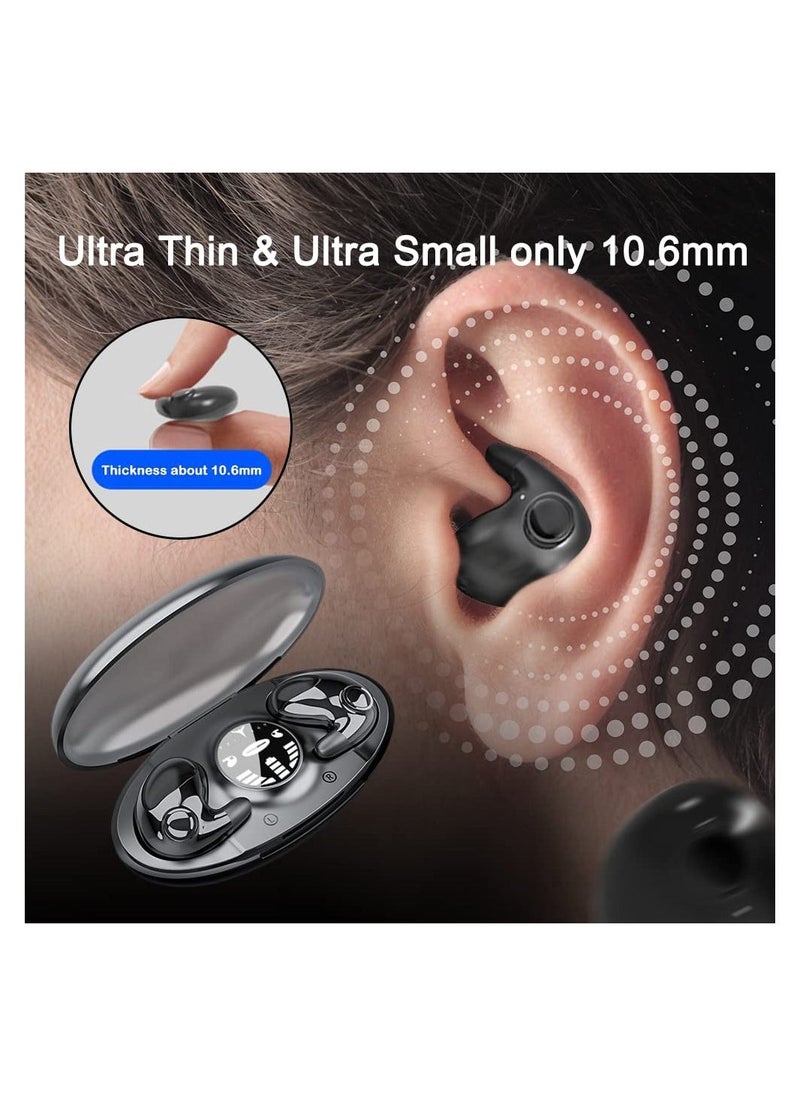 Invisible Sleep Wireless Earphone IPX5 Waterproof, 2023 New Sense-Free to Wear Bluetooth Earbuds for Sports Sleep, Premium Noise Cancelling Hidden Touch Control with chrager Case (Black) - Image 2