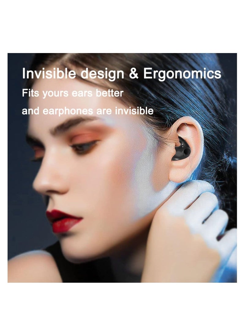 Invisible Sleep Wireless Earphone IPX5 Waterproof, 2023 New Sense-Free to Wear Bluetooth Earbuds for Sports Sleep, Premium Noise Cancelling Hidden Touch Control with chrager Case (Black) - Image 4