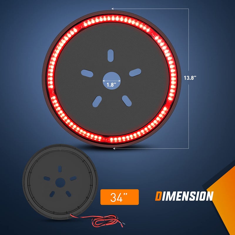 Nilight Spare Tire Brake Light Wheel Light 3rd Third Brake Light Rear lights for Wrangler 2007-2018 JK JKU YJ TJ Red Light - Image 2