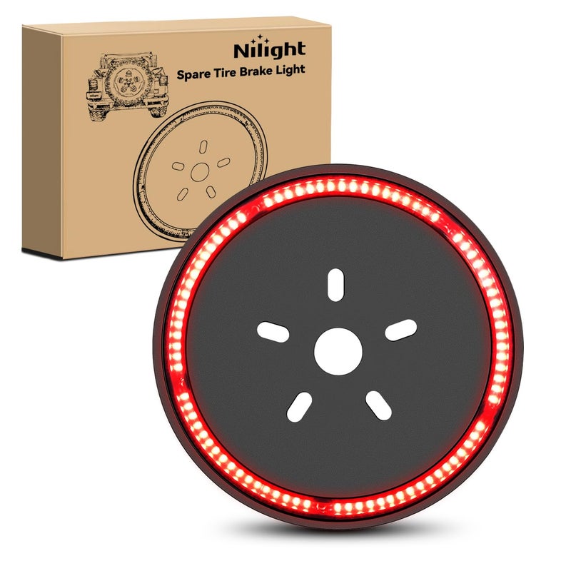 Nilight Spare Tire Brake Light Wheel Light 3rd Third Brake Light Rear lights for Wrangler 2007-2018 JK JKU YJ TJ Red Light - Image 1