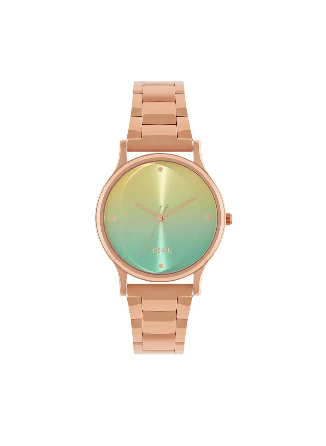 Chumbak TEAL BY CHUMBAK Round Dial Analog Watch for Women | Ombre Green Collection | Stainless Steel Strap | Gifts for Women/Girls/Ladies | Stylish Fashion Watch for Casual/Work - Green