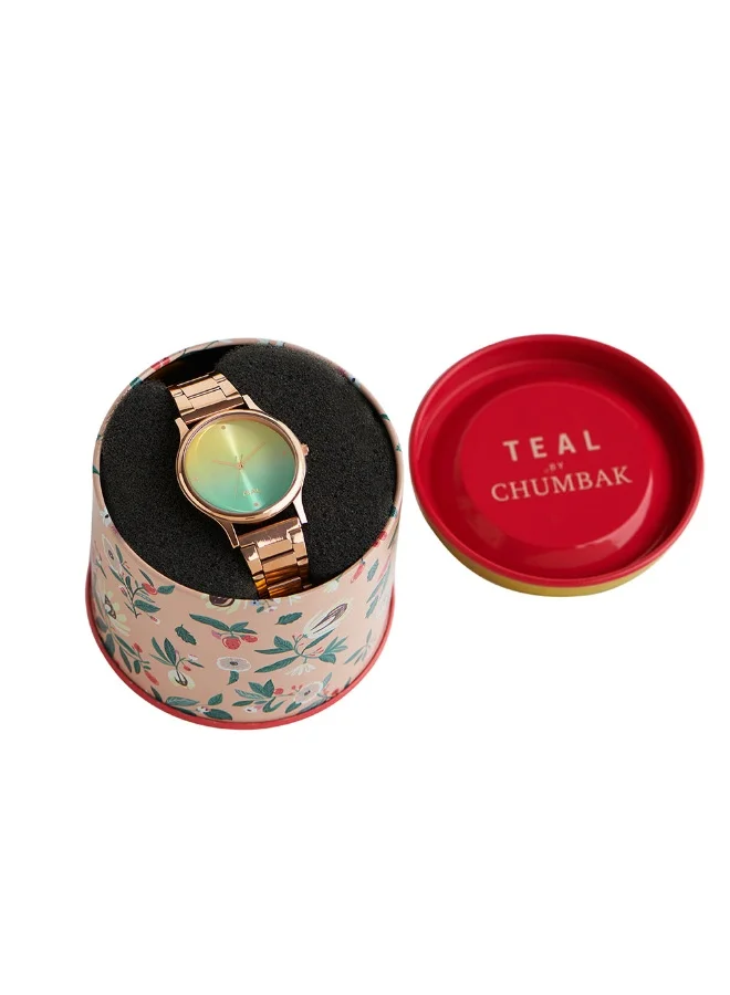 Chumbak TEAL BY CHUMBAK Round Dial Analog Watch for Women | Ombre Green Collection | Stainless Steel Strap | Gifts for Women/Girls/Ladies | Stylish Fashion Watch for Casual/Work - Green