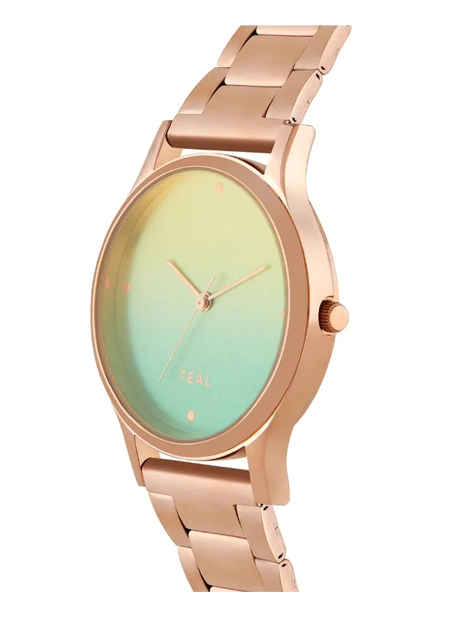 Chumbak TEAL BY CHUMBAK Round Dial Analog Watch for Women | Ombre Green Collection | Stainless Steel Strap | Gifts for Women/Girls/Ladies | Stylish Fashion Watch for Casual/Work - Green