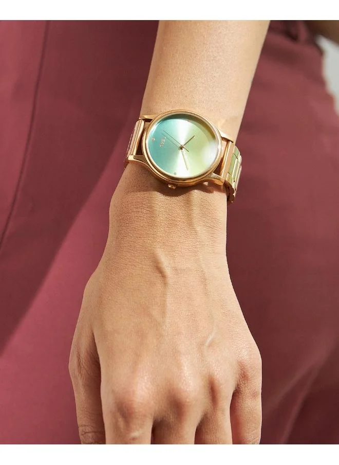 Chumbak TEAL BY CHUMBAK Round Dial Analog Watch for Women | Ombre Green Collection | Stainless Steel Strap | Gifts for Women/Girls/Ladies | Stylish Fashion Watch for Casual/Work - Green