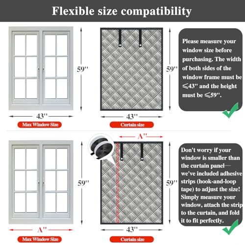 Gulrear 43"x59" Window Insulation Kit for Winter,3Layer Thermal Window Insulation Cover for Winterizing to Block Cold Drafts and Insulates,Features Velcro for Adjustable Fit for RV,Indoor Window - Image 5