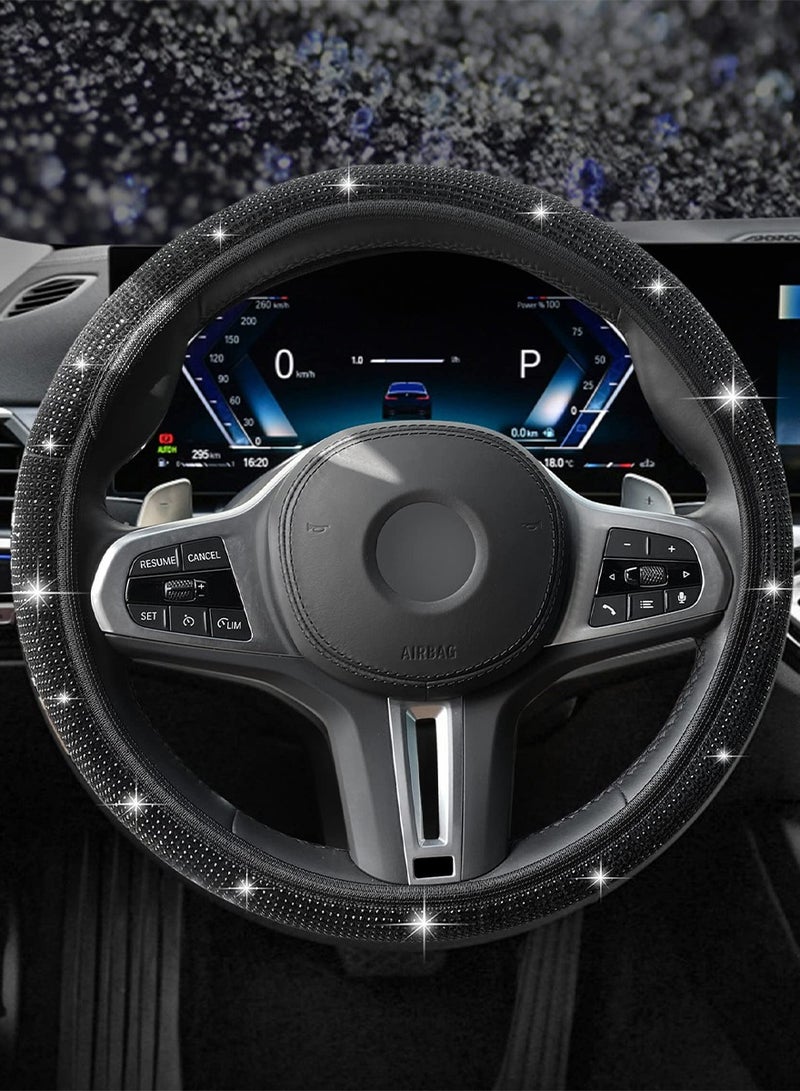 Agc Elastic Steering Wheel Cover DIY Steering Cover Adjustable Car Steering Cover Stretch Black - Image 2