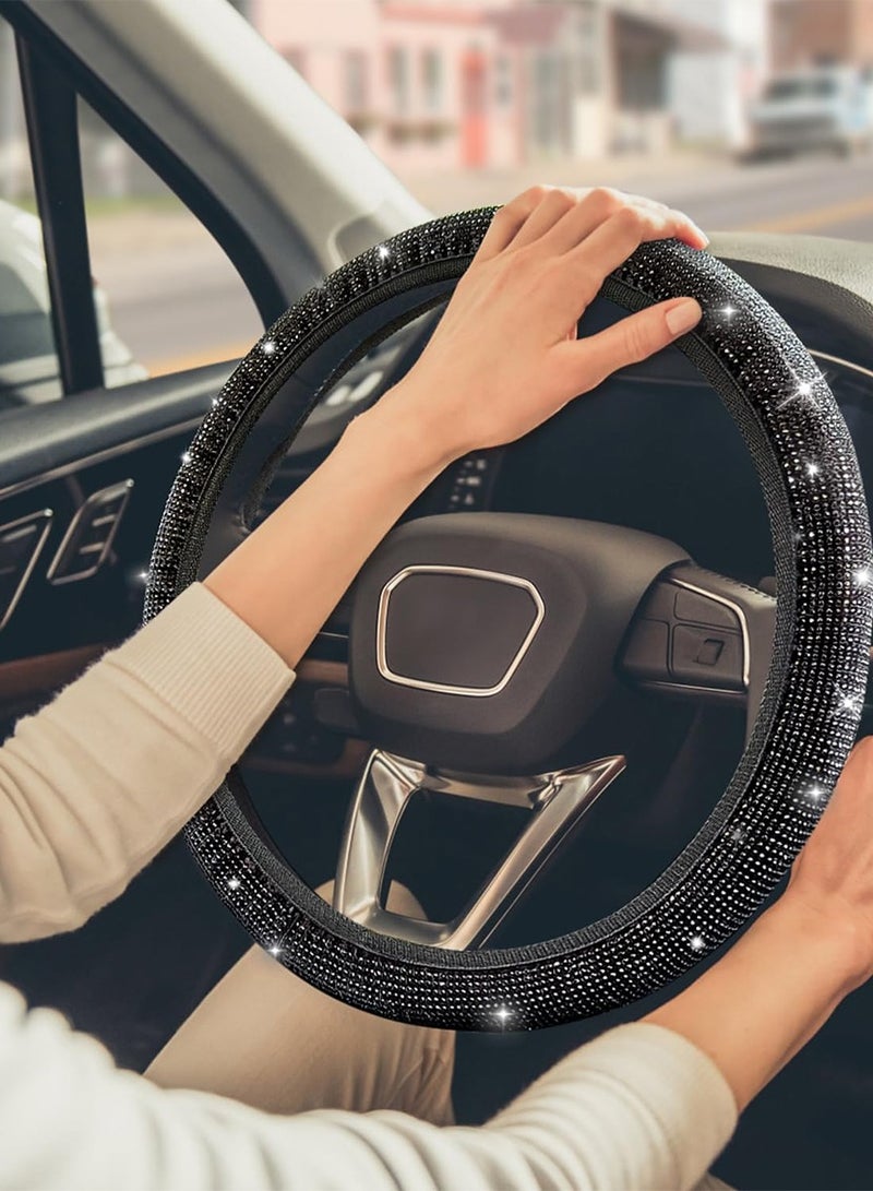 Agc Elastic Steering Wheel Cover DIY Steering Cover Adjustable Car Steering Cover Stretch Black - Image 3