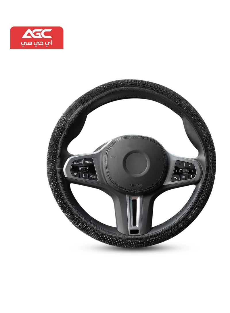 Agc Elastic Steering Wheel Cover DIY Steering Cover Adjustable Car Steering Cover Stretch Black - Image 1