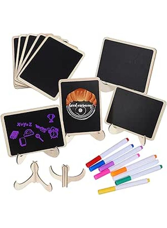 Mini Chalkboard Signs Set 10pcs 10x7 5cm Boxwood Frame With Stickers Pens For Kitchen Notes Drawing - Image 1