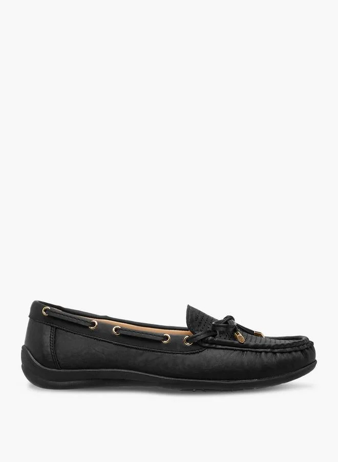 Women Perforated Bow Detail Moccasins