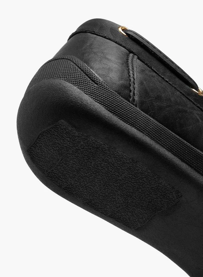 Le Confort BLACK Women Perforated Bow Detail Moccasins for Women | Best Price UAE