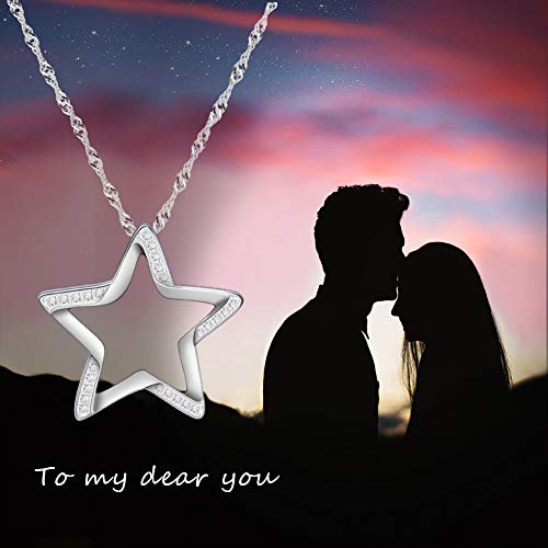 Gemschest Sterling Silver Moon Necklace Cubic Zirconia Crescent Moon Star Phase Pendant Necklace Dainty 18" Chain Silver Necklace for Mom Women Ladies (Star) - Image 5