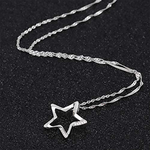 Gemschest Sterling Silver Moon Necklace Cubic Zirconia Crescent Moon Star Phase Pendant Necklace Dainty 18" Chain Silver Necklace for Mom Women Ladies (Star) - Image 4