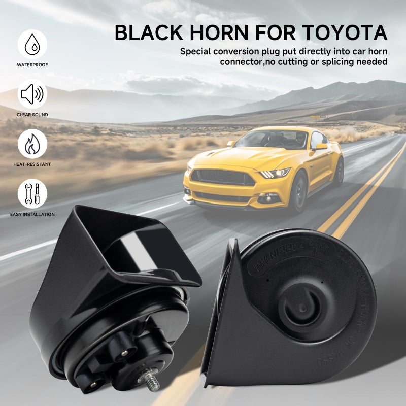 FARBIN Car Horn Compatible with Toyota/Lexus/Subaru etc. 12V Waterproof Auto Horn Loud High/Low Tone Electric Snail Horns with Protective Grill (black horn with plug for Toyota) - Image 2