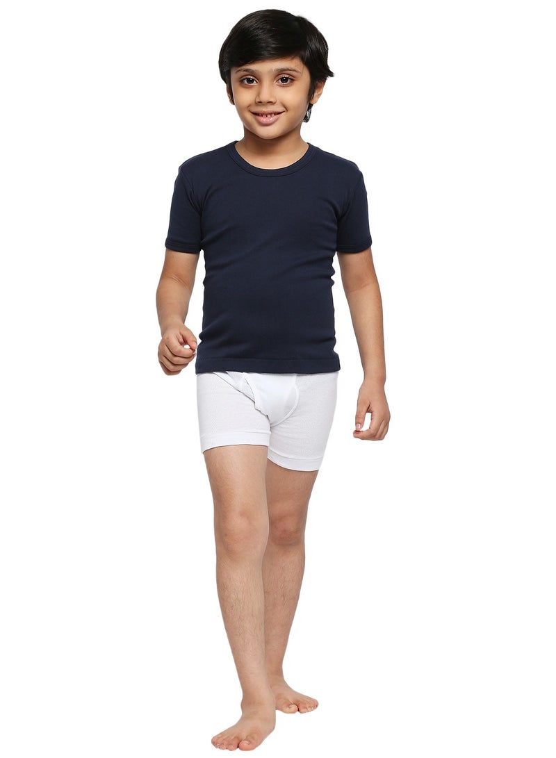 BYC BOY'S COTTON ROUND NECK UNDERSHIRT (PACK OF 3) - NAVY BLUE  - Image 2