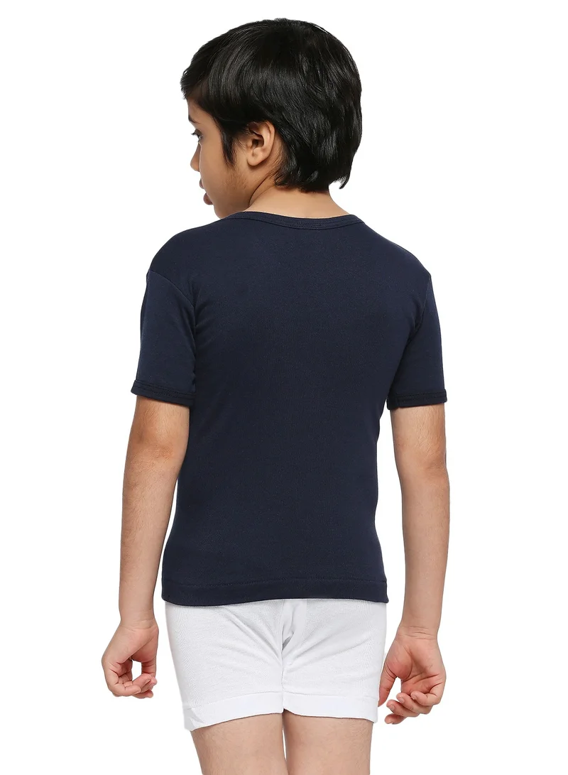 BYC BOY'S COTTON ROUND NECK UNDERSHIRT (PACK OF 3) - NAVY BLUE