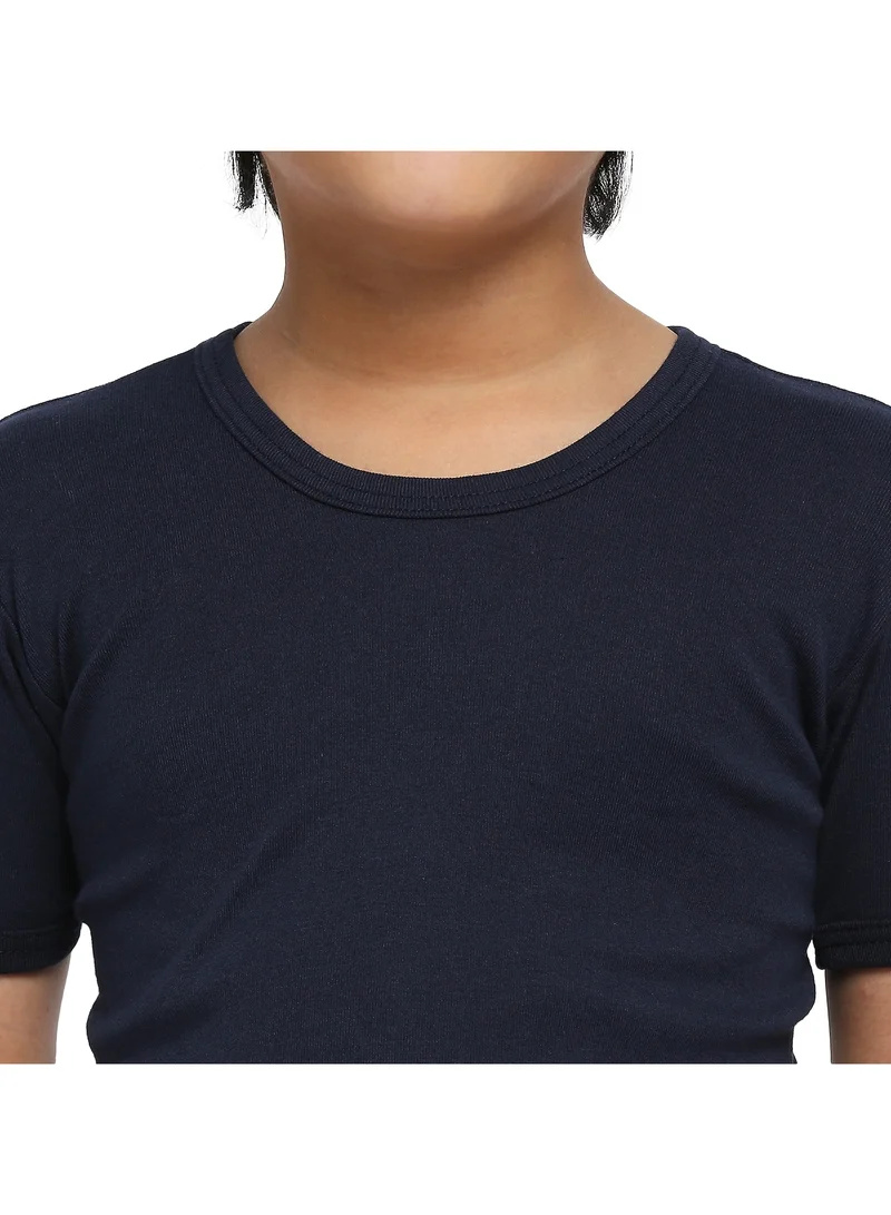 BYC BOY'S COTTON ROUND NECK UNDERSHIRT (PACK OF 3) - NAVY BLUE