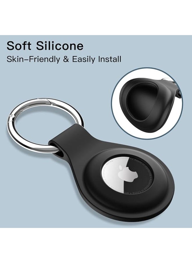 Silicone Case for AirTag 2nd/1st Generation (2026/2021) with Keychain, Protective Air Tag Holder, Portable Keyring Cover, Easy Installation, 2-Pack (Black) - Image 2