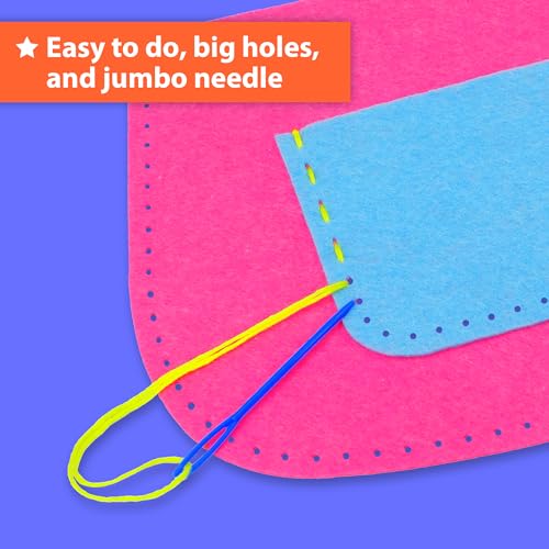 KRAFUN My First Sewing Bag Kit Arts & Crafts for Beginner Kids, 6 Easy DIY Sewing Handbag Pouch Sleeve Projects of Animal Theme, Instructions Learn to Sew & Felt Embroidery, Gift for Girls & Boys - Image 4