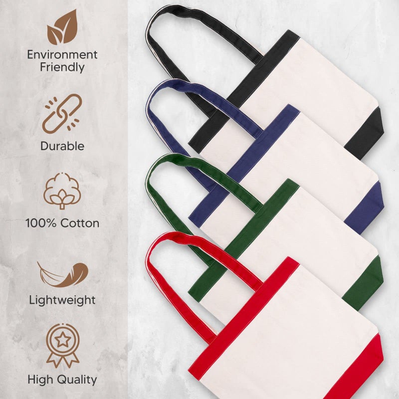 CUSTOMIZE123 Canvas Tote Bag with Handles for Woman, Reusable Cloth Bag for Groceries and Shopping In Bulk - Blank Cotton Tote Bag, Suitable for DIY Projects Heavy Duty, 16"X14.5" With 4â€ Gusset, Green 8 Pack - Image 5