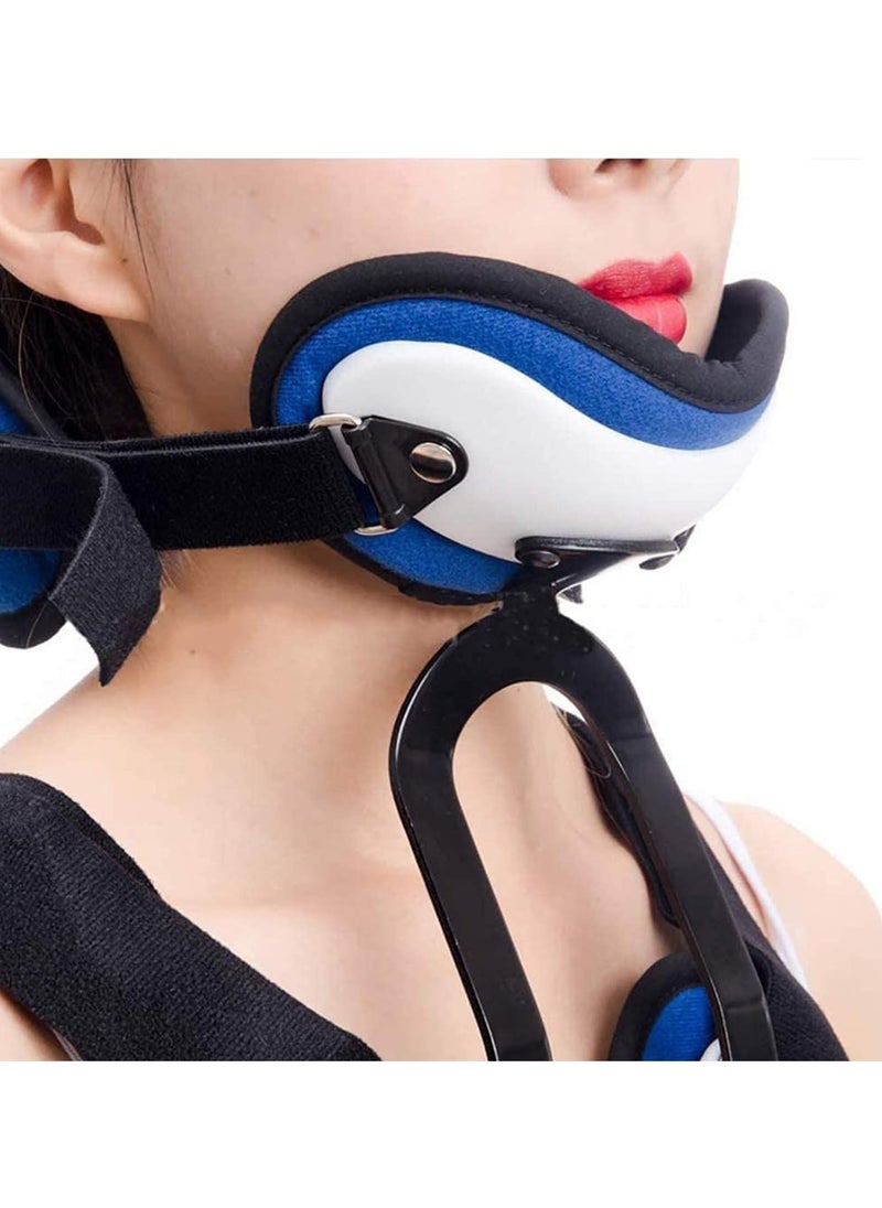 Neck and chest orthosis, head and neck chest support, adjustable size/elasticity, ergonomic design, curved chin support design, used for postoperative neck fixation and rehabilitation support