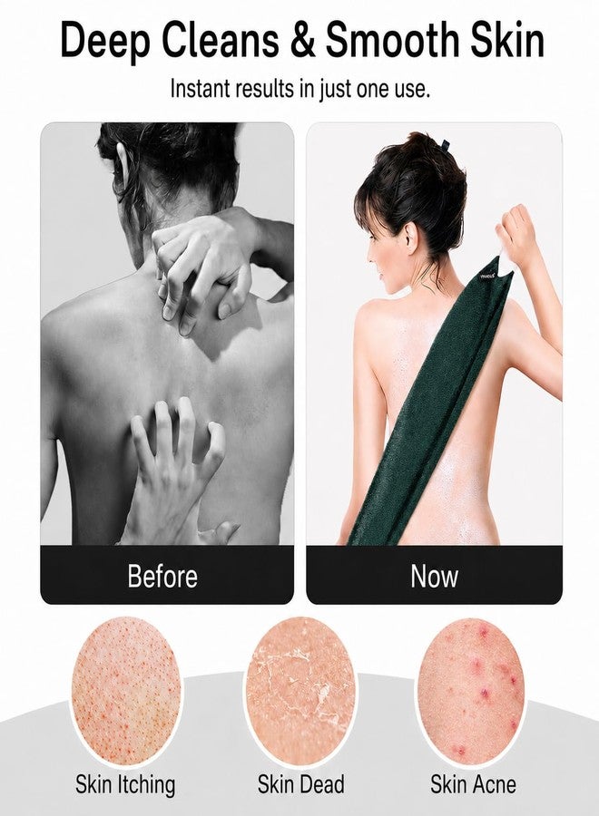 Yiclick Exfoliating Washcloth Towel with Handle, Back Scrubber for Shower, Exfoliating Body Scrubber Exfoliator, Japanese Wash Cloth for Body Scrub, Bath Sponge Loofah Luffa Washer Exfoliator - Image 5