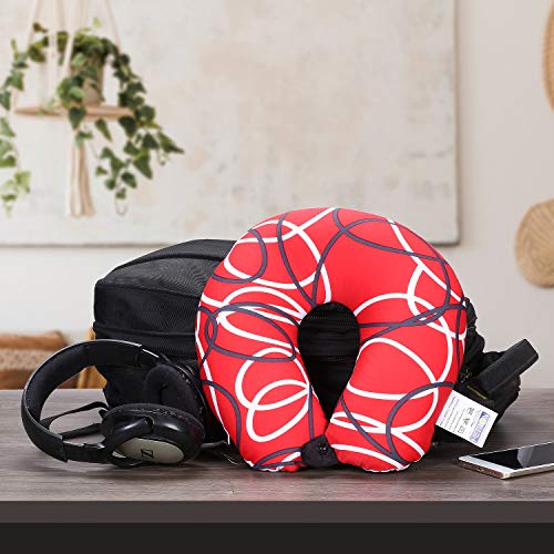 METRON- Abstract Line Circle Dual Comfort Micro Beads U Shaped Travel Pillow Airplane Car Bus Comfort Head Support Neck & Cervical Pillow - Image 5