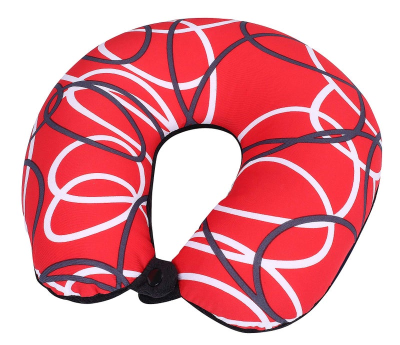 METRON- Abstract Line Circle Dual Comfort Micro Beads U Shaped Travel Pillow Airplane Car Bus Comfort Head Support Neck & Cervical Pillow - Image 1