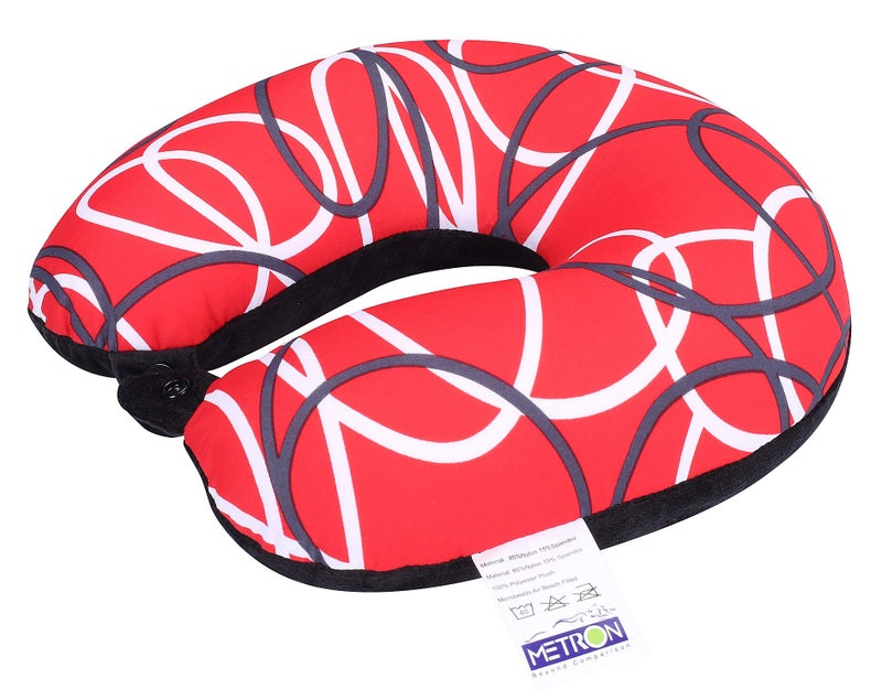 METRON- Abstract Line Circle Dual Comfort Micro Beads U Shaped Travel Pillow Airplane Car Bus Comfort Head Support Neck & Cervical Pillow - Image 4