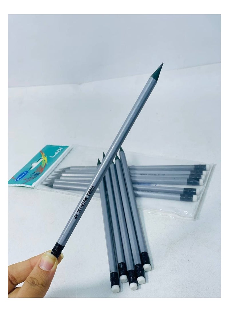 مجموعة أدوات مدرسية مكونة من 12 قطعة ( مقلمة سوستة + 6 الوان خشب + قلم رصاص + قلم جاف + مسطرة + استيكة + برايا ) - Image 5