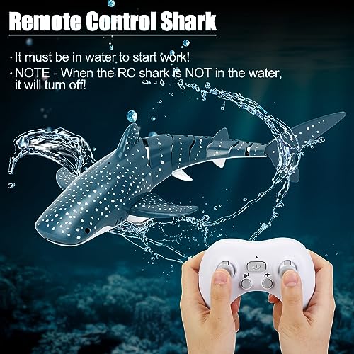 GearRoot Remote Control Shark Toys 118 Scale High Simulation RC Shark Fish Toys for Swimming Pool Bathroom 2x700mAh RC Boat Water Toys Great Gift for 6 Year olds Boys Girls Kids - Image 5