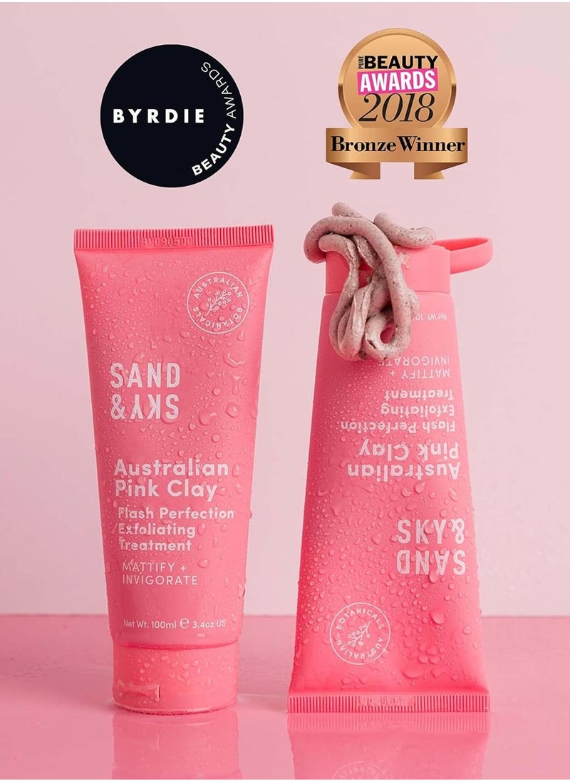 Sand & Sky - Sand & Sky Flash Perfection Exfoliating Treatment Face Scrub - Face cleanser Australian Pink Clay Moisturizing Facial Exfoliator For Face | With Rosehip, Grapeseed, Olive Oil (3.4 oz) - Image 1