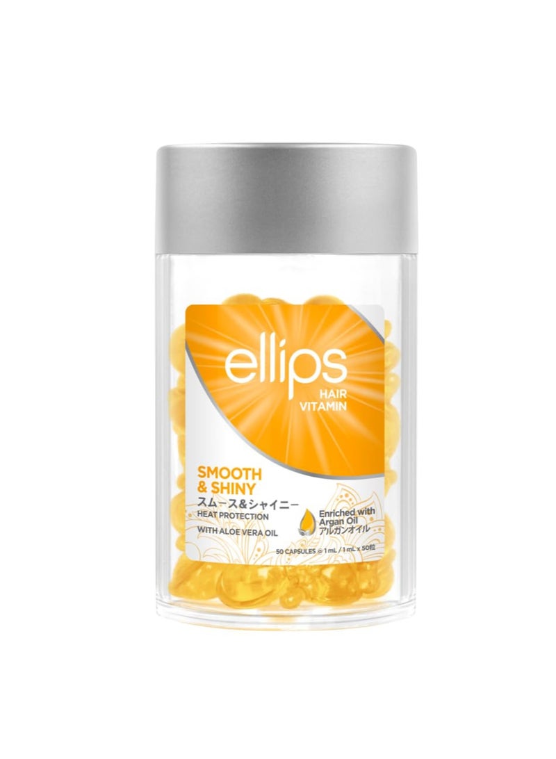 Ellips Hair Vitamin Smooth& Shiny, 50 Capsules, Hair Heat Protectant Oil for Frizzy Hair with Vitamin B5 - Image 1