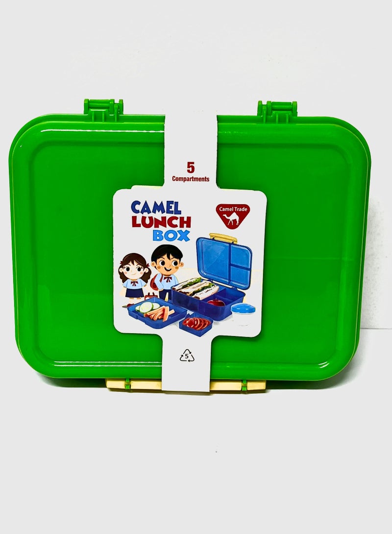 camel Lunch Box 5 Sections with Baby Yogurt Bowl BPA Free - Safe - Assorted Colors - Image 1